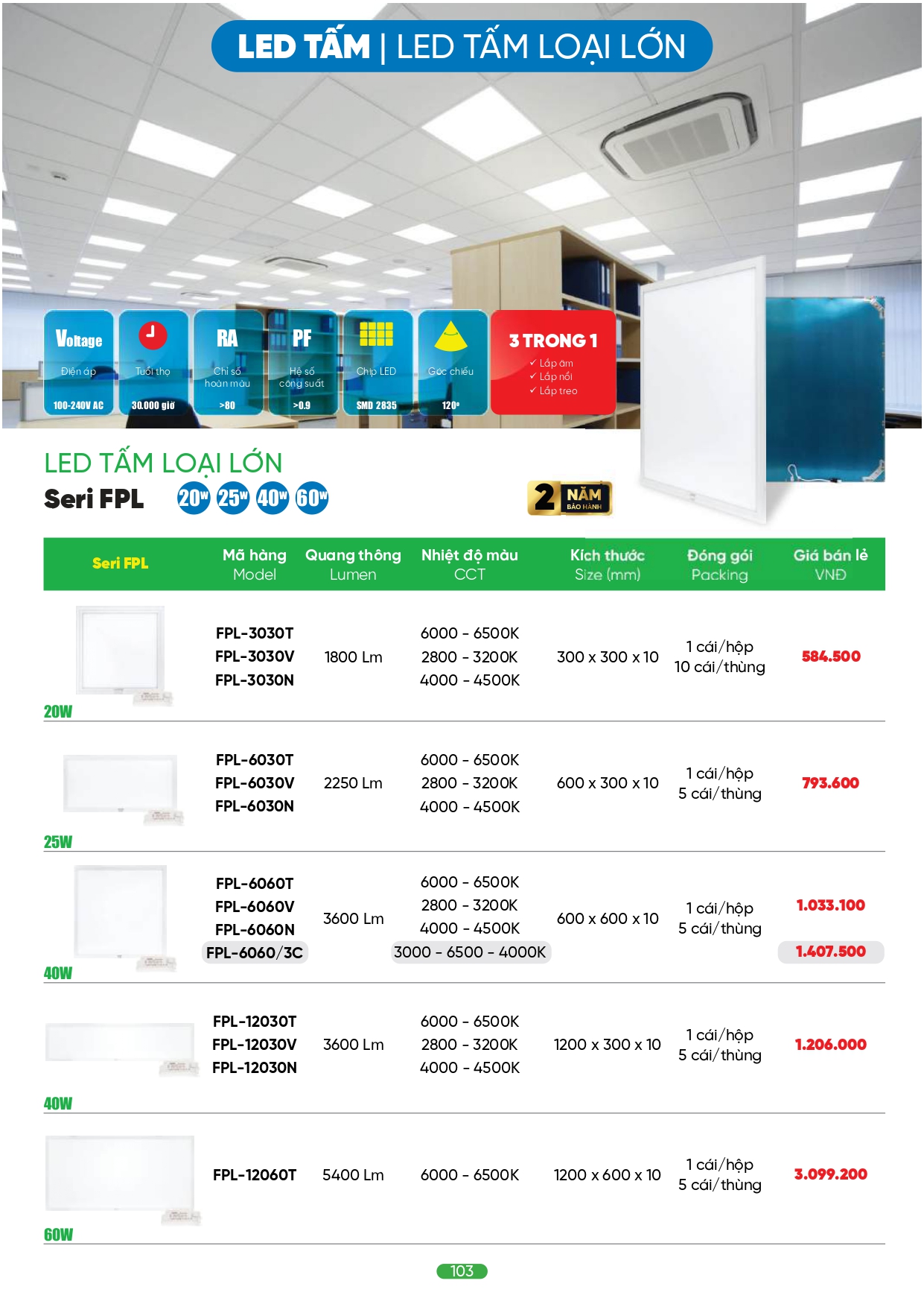 Bảng giá đèn LED MPE 2026